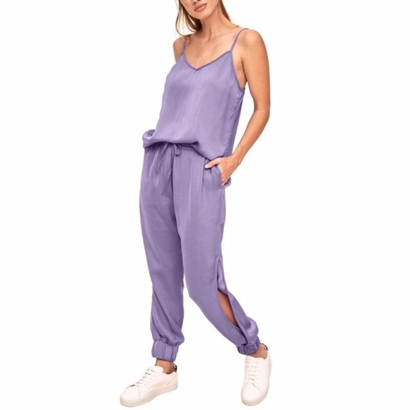 Adore Me NEW Chalk Violet Bethany Coquette Top & Pants Pajamas 2 Piece Set Sz. L - Picture 1 of 16